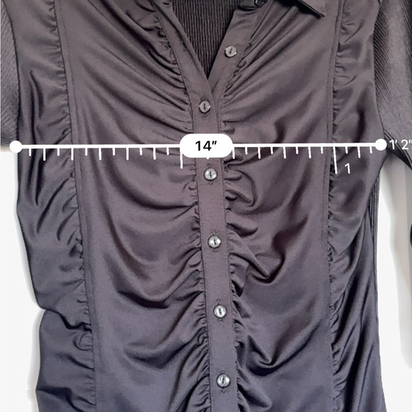 Lindi Womens Size Small Black Textured Button Down 3/4 Sleeve Tunic Top Shirt - Picture 8 of 9